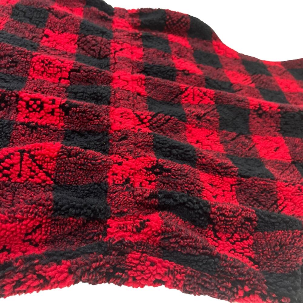Woolrich Fleece Vest Buffalo Check Women’s Sz M Collar Zip Red Black Outerwear - Picture 12 of 12